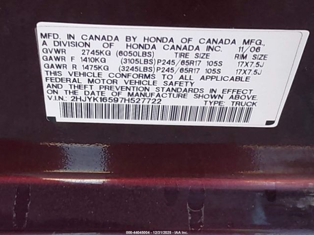 Honda Ridgeline Rtl Image 3